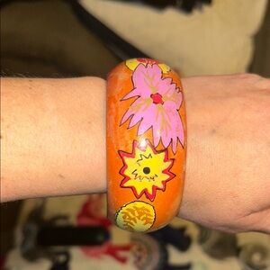 Vibrant Orange and Pink Floral Bracelet